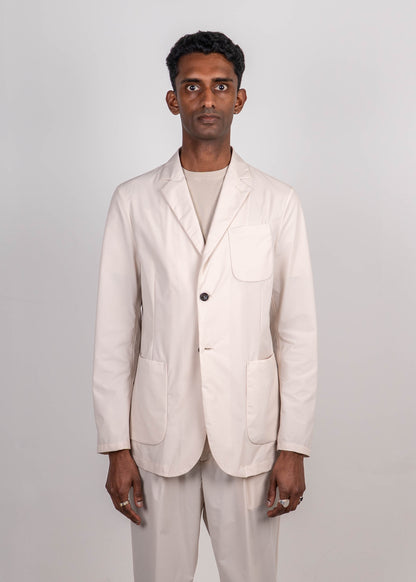 COTTON-EFFECT FABRIC BLAZER WITH POCKET